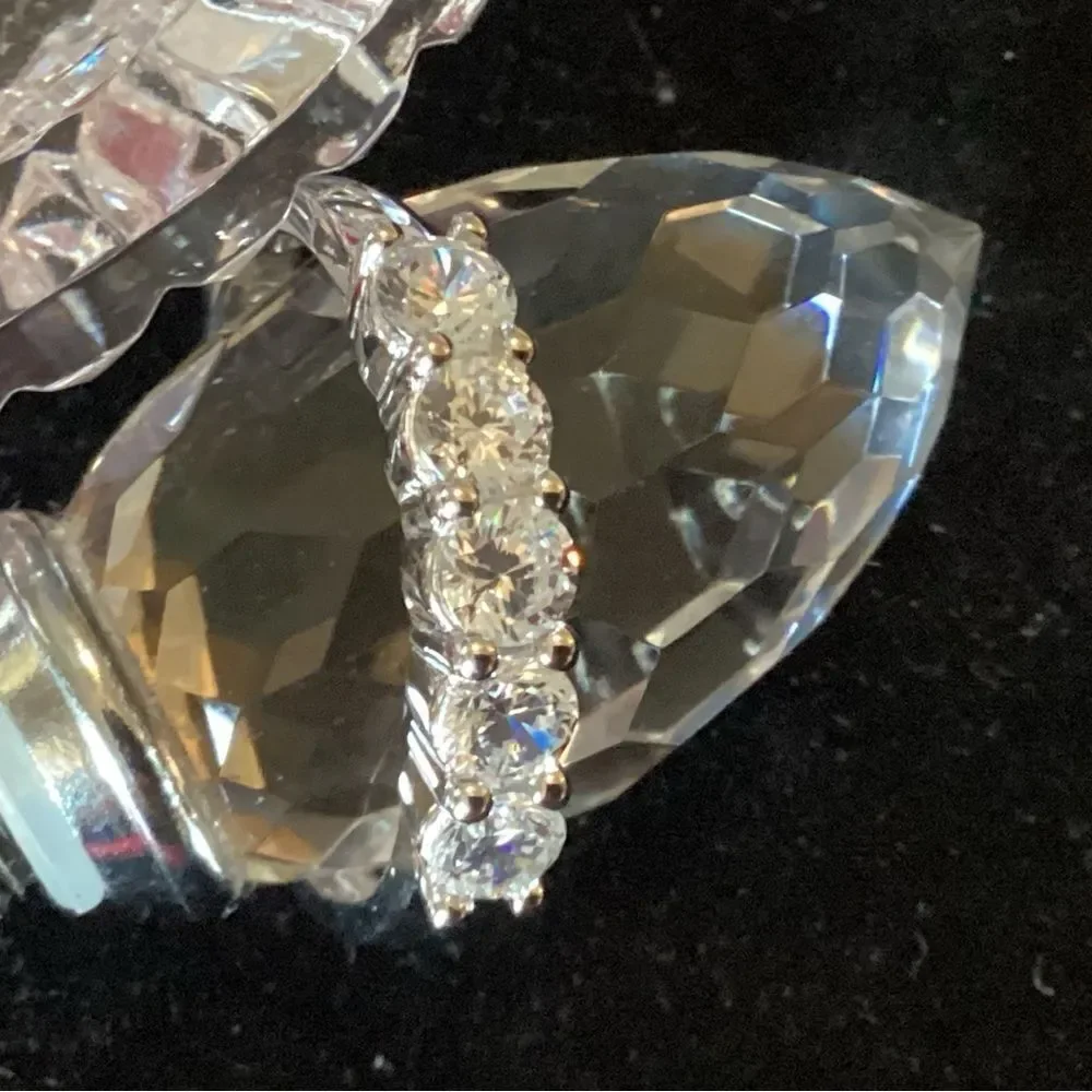 NWOT. Sterling Silver 5 Stone Diamond Simulant Ring Bella Luce Brand CZ Size 11